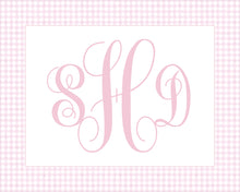 Load image into Gallery viewer, Watercolor Girl Nursery Wall Art | Pink Gingham | Monogram & Dog Prints
