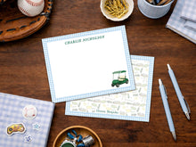 Load image into Gallery viewer, Golf Thank You Notes | Personalized Hole in One Stationery | Masters Blue Gingham