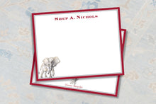 Load image into Gallery viewer, a pair of elephants standing next to each other, with a red border around the edges.