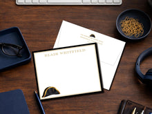Load image into Gallery viewer, Vanderbilt Stationery | Personalized Note Cards in Black and Gold