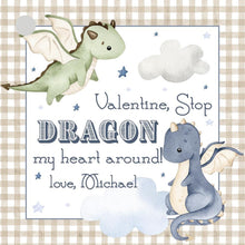 Load image into Gallery viewer, Dragon Valentine Gift Tags | Printable Boy Classroom Valentines Stickers