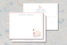 Load image into Gallery viewer, Personalized Swan Notecards | Pink Baby Girl Thank You Cards