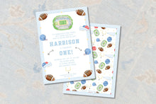 Load image into Gallery viewer, Blue First Year Down Invitation | Football 1st Birthday | Printable or Paper