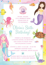 Load image into Gallery viewer, Under the Sea Mermaid Birthday Invitation | Ariel Little Mermaid Invite