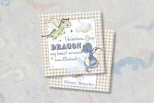 Load image into Gallery viewer, Dragon Valentine Gift Tags | Printable Boy Classroom Valentines Stickers