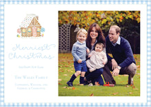 Load image into Gallery viewer, Gingerbread House Christmas Card Blue
