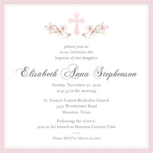 Load image into Gallery viewer, Pink Cross Watercolor Boy Baptism Invitation