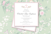 Load image into Gallery viewer, Pink Cross Watercolor Boy Baptism Invitation