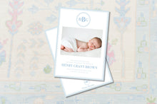 Load image into Gallery viewer, Monogram Baby Birth Announcement
