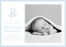 Load image into Gallery viewer, Watercolor Teddy Bear Birth Announcement