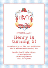 Load image into Gallery viewer, Firetruck Birthday Invitation
