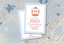 Load image into Gallery viewer, Firetruck Birthday Invitation