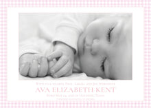 Load image into Gallery viewer, Pink Gingham Birth Announcement