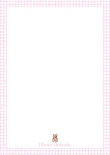 Load image into Gallery viewer, Pink Gingham Watercolor Teddy Bear Birth Announcement