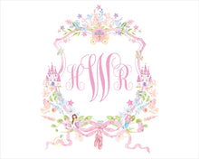 Load image into Gallery viewer, Watercolor Princess and Mermaid Crest Art Prints