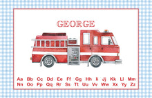 Load image into Gallery viewer, Personalized Laminated Firetruck Placemat