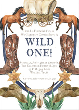 Load image into Gallery viewer, Wild One Cowboy Western Birthday Invitation