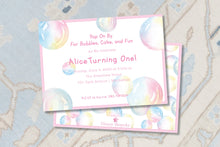Load image into Gallery viewer, Pink Bubble Party Birthday Invitation