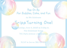 Load image into Gallery viewer, Blue Bubble Party Birthday Invitation