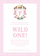Load image into Gallery viewer, Pink Wild One Crest Birthday Inivitation