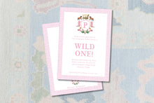 Load image into Gallery viewer, Pink Wild One Crest Birthday Inivitation