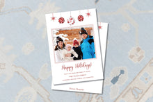 Load image into Gallery viewer, Red Watercolor Christmas Ornament Photo Card