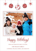Load image into Gallery viewer, Red Watercolor Christmas Ornament Photo Card