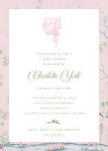 Load image into Gallery viewer, Elegant Baby Bonnet Baby Shower Invitation