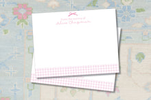 Load image into Gallery viewer, Pink Bow and Gingham Stationery