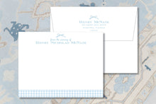 Load image into Gallery viewer, Blue Bow and Gingham Stationery