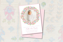 Load image into Gallery viewer, Flower Wreath Birth Announcement
