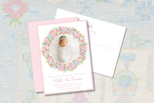 Load image into Gallery viewer, Flower Wreath Birth Announcement