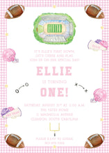 Load image into Gallery viewer, Pink First Down Birthday Invitation