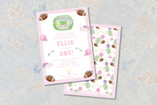 Load image into Gallery viewer, Pink First Down Birthday Invitation