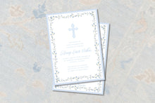 Load image into Gallery viewer, Boy Blue Cross Baptism and Baby Shower Invitation