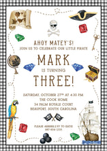 Load image into Gallery viewer, Cute Pirate Themed Birthday Invitation