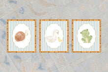 Load image into Gallery viewer, Watercolor Nursery Art Prints with Duck, Frog, and Snail