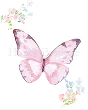 Load image into Gallery viewer, Watercolor Grandmillennial Butterfly Crest Nursery Art Print