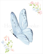 Load image into Gallery viewer, Watercolor Grandmillennial Butterfly Crest Nursery Art Print
