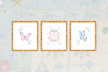 Load image into Gallery viewer, Watercolor Grandmillennial Butterfly Crest Nursery Art Print