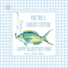 Load image into Gallery viewer, Youre a Catch Valentine Gift Tags - Watercolor Fish Classroom Favors
