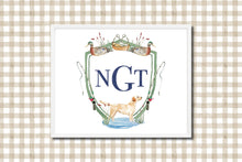 Load image into Gallery viewer, Watercolor Baby Boy Crest Print | Personalized Mallard Monogram | Preppy Nursery Wall Art
