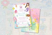 Load image into Gallery viewer, Under the Sea Mermaid Birthday Invitation | Ariel Little Mermaid Invite
