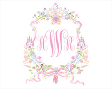 Load image into Gallery viewer, Personalized Watercolor Crest Monogram Baby Art Print / Nursery Art / Girl Art Print / Girl Nursery / Girl Crest / Baby Shower Gift

