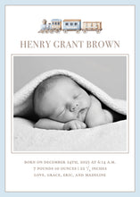 Load image into Gallery viewer, Watercolor Train Birth Announcement | Baby Boy Photo Card | Printable
