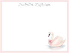 Load image into Gallery viewer, Personalized Swan Notecards | Pink Baby Girl Thank You Cards
