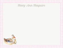 Load image into Gallery viewer, Pink Duckling Thank You Cards | Baby Shower Gingham Stationery Set
