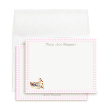 Load image into Gallery viewer, Pink Duckling Thank You Cards | Baby Shower Gingham Stationery Set
