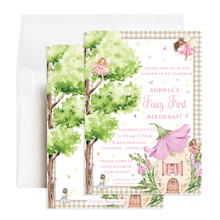 Load image into Gallery viewer, Fairy First Birthday Invitation | Enchanted Garden Party Invite | Fairies and Gnomes
