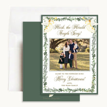 Load image into Gallery viewer, Herald Angels Christmas Card, front and back with envelope
